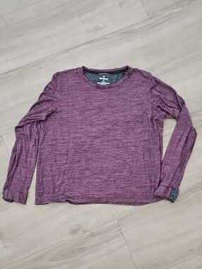 Bombas Heathered Plum Long Sleeve Tee Size Large Merino Wool Blend